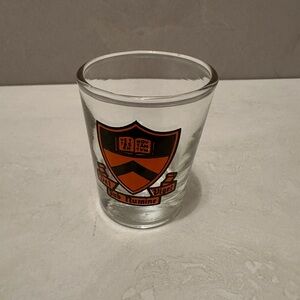 PRINCETON UNIVERSITY "DEI SUB NUMINE VIGET" CREST / MOTTO SHOT GLASS